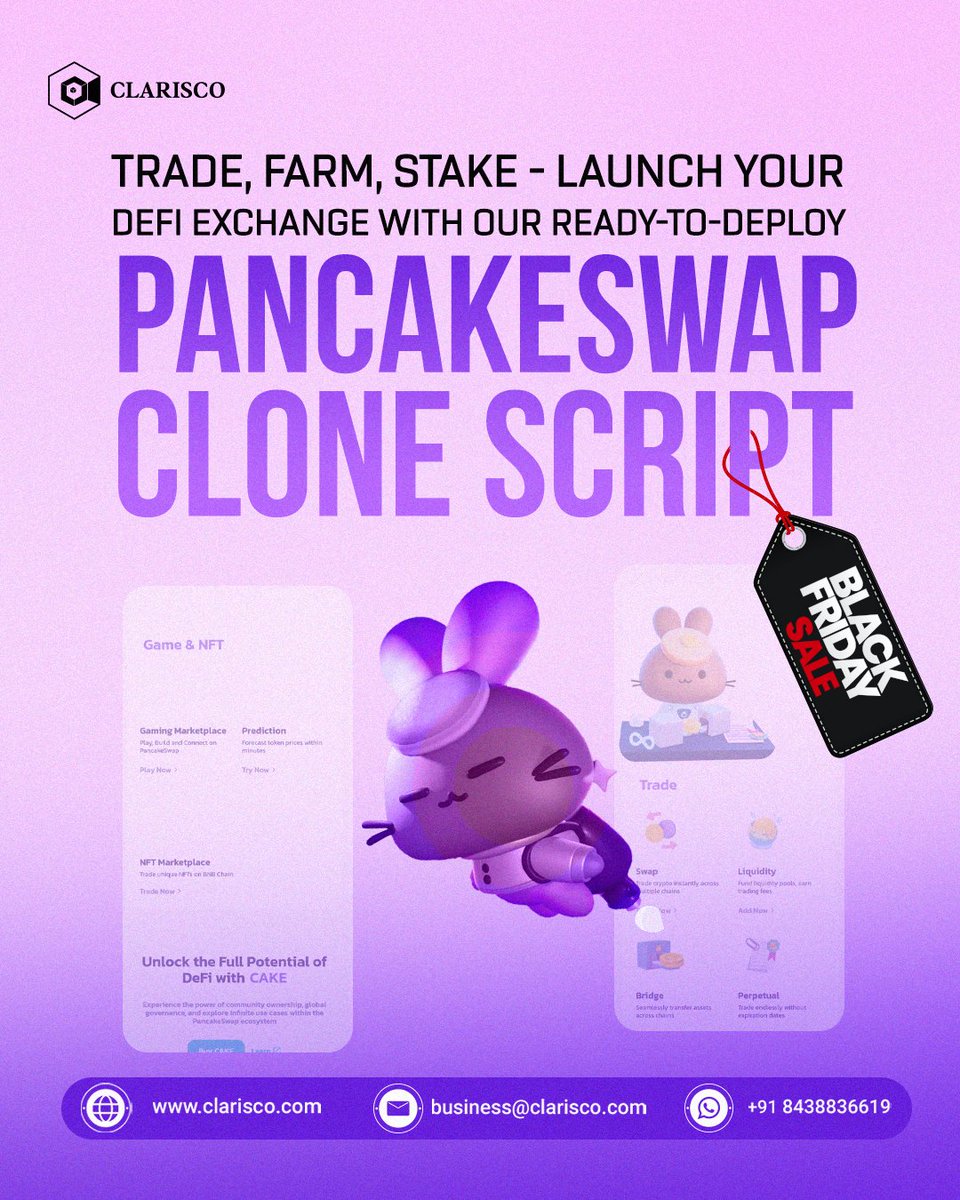 ClariscoSol's tweet image. We prioritize user experience, productivity, and security to provide a seamless trading experience that users trust.

Want to know more?
bit.ly/3YIEzqz

#clarisco #PancakeSwapClone #DeFiExchange #CryptoDevelopment #Staking  #TokenSwap #Blockchain #Crypto #Decentralized