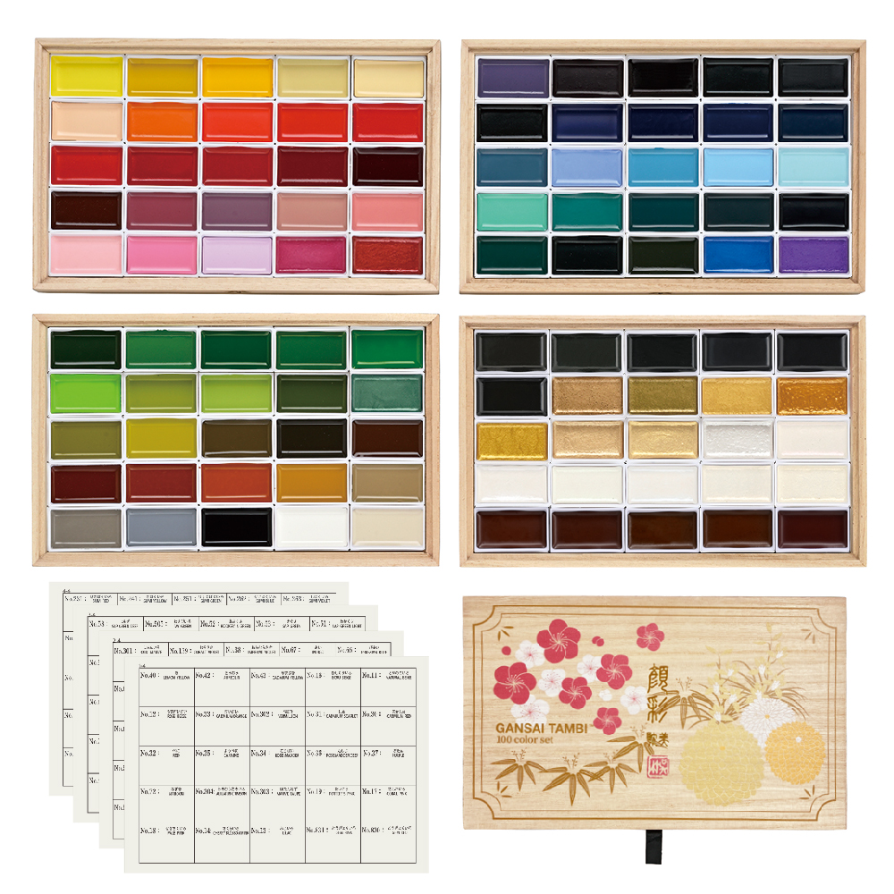 新商品情報】数量限定 呉竹 顔彩耽美 桐箱100色セット3 ご好評につき