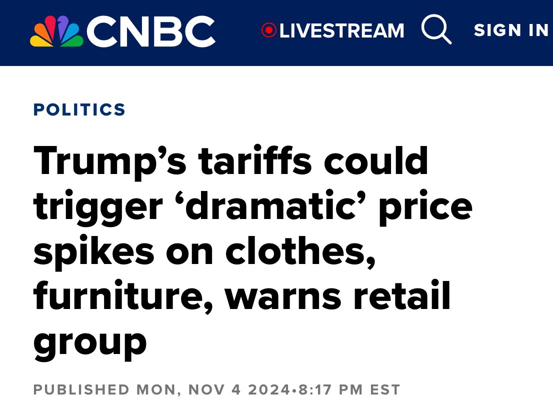 Donald Trump’s universal tariff proposals could cause prices to skyrocket on clothing, toys, furniture, household appliances, footwear and travel goods, according to a new report from the National Retail Federation.

The NRF found that the impact of Trump’s tariffs would be