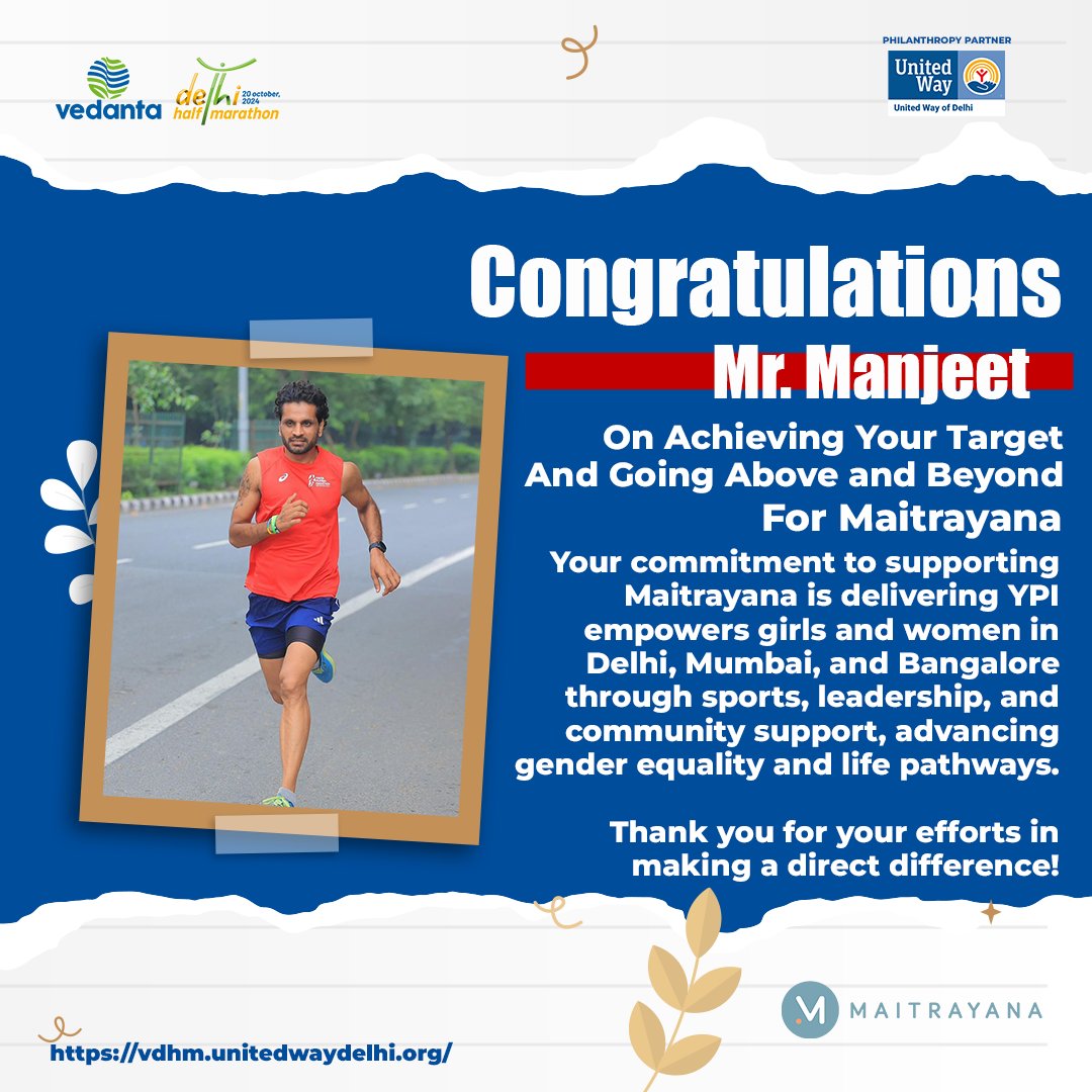 unitedway_delhi's tweet photo. Congratulations Everyone!
Your journey in the Vedanta Delhi Half Marathon 2024 has been remarkable.
Keep up the amazing work and may you continue to create a positive change!
#TransformLives
#RaceForACause
#MakeADifference
#causeitmatters
#UnitedWayofDelhi
#RangDeDilli https://t.co/XDCVefnunC