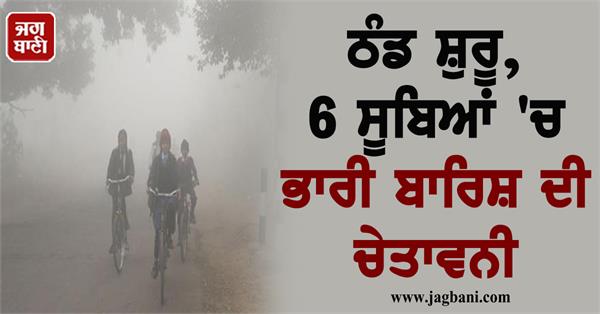 JagbaniOnline's tweet photo. Rain Alert: ਜ਼ਬਰਦਸਤ ਠੰਡ ਸ਼ੁਰੂ, 6 ਸੂਬਿਆਂ 'ਚ ਭਾਰੀ ਬਾਰਿਸ਼ ਦੀ ਚੇਤਾਵਨੀ
https://t.co/ZtjXamaklC
#Winterseason #RainAlert #Winterstart #6states #heavyrain #warning https://t.co/EKQZ4GTeby