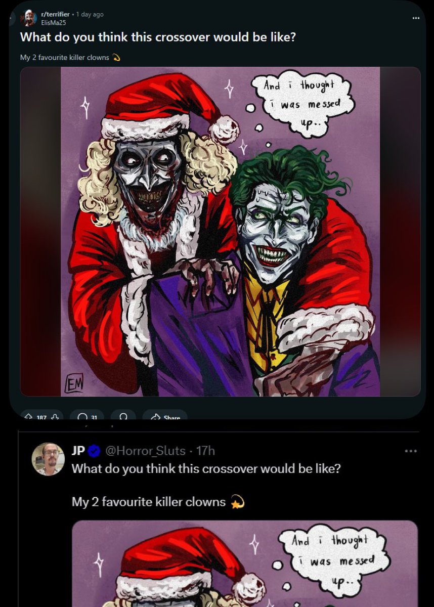 Hi I apologize for making this post but I notice a lot of people within horrortwt follow them so I’m kindly asking you to block @Horror_Sluts. They voted for Donald Trump, steals art and posts from Reddit continuously, and refuses to take down the art despite being asked to