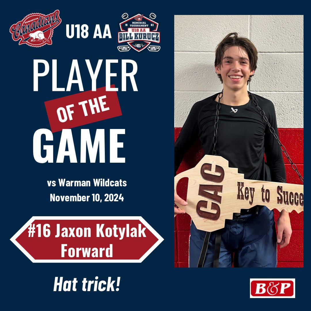 Three-goal night with a couple bar-down specials as Jaxon Kotylak leads the charge in sending us to the semifinals!

#cacproud #billkuruczmemorial
