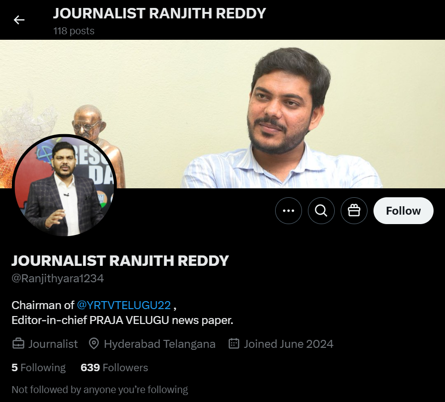 PinkScribe_'s tweet photo. బయటపడ్డ మరో పెయిడ్ పింకీ !

ఇండిపెండెంట్ జర్నలిస్టు అనే పదానికి అర్థాన్నే మార్చేసిన పింక్ పెయిడ్ ఆర్టిస్టులు... 

ప్రశ్నిస్తున్నామనే సాకుతో ప్రభుత్వం మీద విషపు రాతలు రాస్తూ, మా పింక్ పార్టీని జాకీలు పెట్టి లేపుతున్న సో కాల్డ్ స్వతంత్ర జర్నలిస్టుల్లో ఈ YRTV రంజిత్ రెడ్డి ఒకడు.. https://t.co/oMaupsMJay