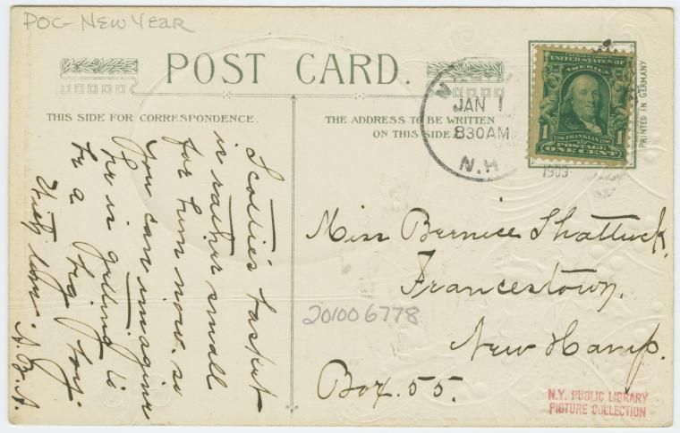 postcardtree's tweet image. New Year greetings.. (New York Public Library). #genealogy #postcards #history --&amp;gt; search.postcardtree.com/en/listings/A-…