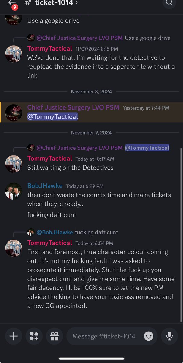 Former Chief Federal Justice Kyolac Speaks out 

“After I left the courts [forcefully], I was treated awfully by G-G Cormac and S_urgery. The corruption and d***k riding between them is beyond me. My cases have been dealt with no regard, and they’re always against me in cases.”