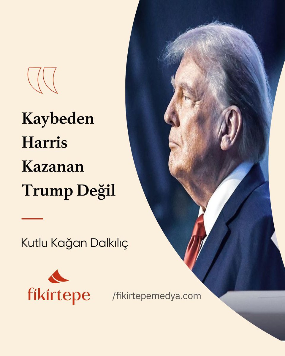 ✍️Kutlu Kağan Dalkılıç (<a href="/kaandalkilic/">Kutlu Kağan👨🏻‍⚕️🥼🩺</a>) yazdı: 

Kaybeden Harris Kazanan Trump Değil

🗨️Demokratlar kaybetti ve kaybetmeye devam edecek. Politik doğruculuk çöktü, wokeizm makul ve medeni hayatı tüketti. Açık toplum tezleri meşruiyetini kaybetti. Evrensel ahlaki ve siyasi üstünlük