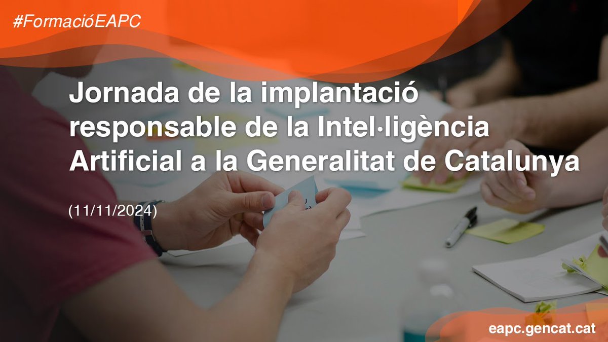 eapccat's tweet photo. 👉 Avui, de 10 a 13 h, podeu seguir en directe la "Jornada de la implantació responsable de la #IA a la Generalitat de Catalunya" al nostre canal de Youtube.

▶️ https://t.co/S65MDKWlQc

@gencatdigital @tic https://t.co/u8qk06yV7Q