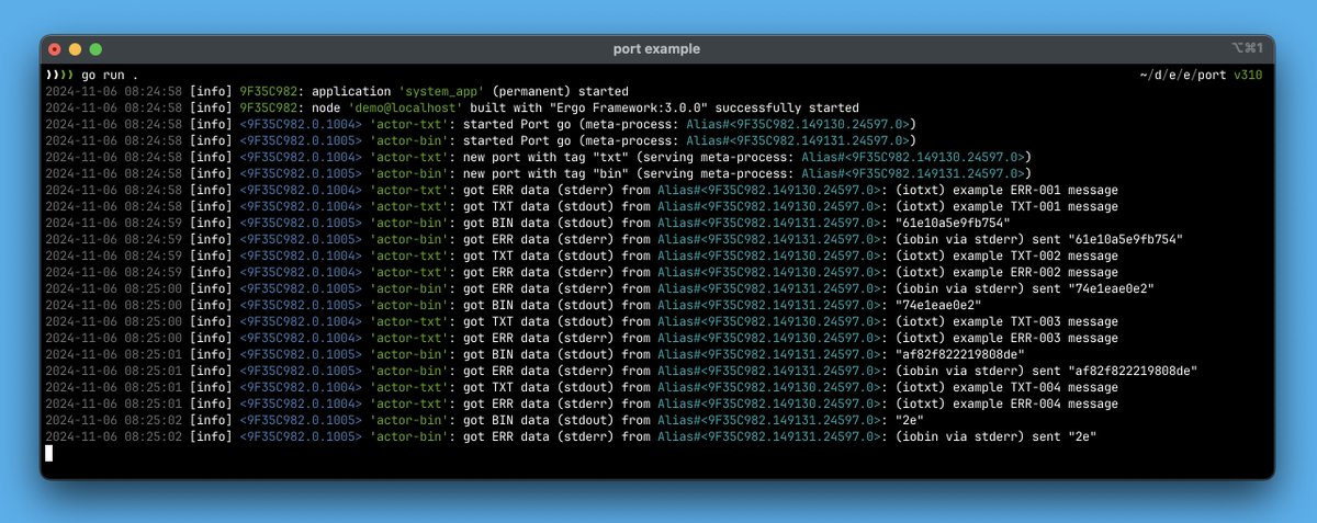 halturin's tweet photo. In case you want to try a new feature from 3.1.0 (in dev) here is the example - meta.Port. It allows you to run external programs and use stdin/stdout for communication. It supports text mode and binary as well

https://t.co/fbNijOYsFJ https://t.co/q86oUSsN2l