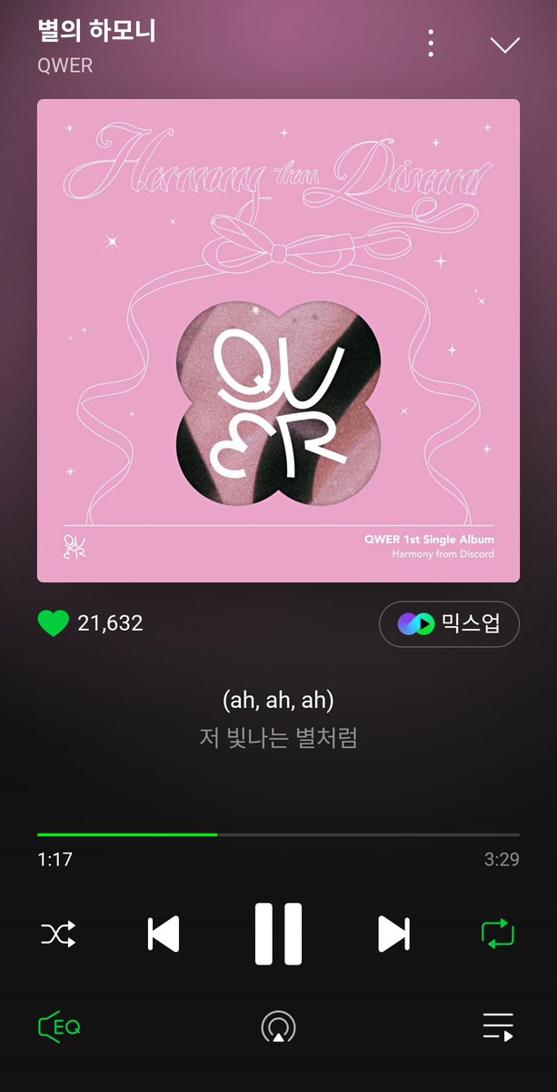 Pattern_Haemin's tweet image. 오늘의 노래 추천 🎵

QWER님들 별의 하모니 🌟