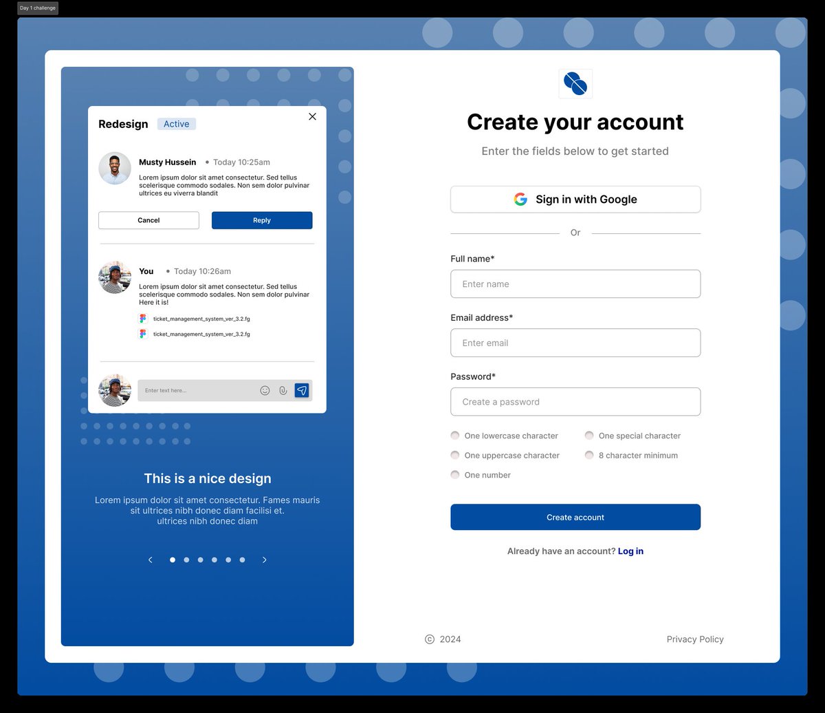Day 1 of my 30-day UI challenge! 🚀 Created a clean account signup page with a chat sidebar. Used the Inter font and a bold **Navy Blue (#000839) accent. Stay tuned for daily updates! #UIDesign #UXthrive #30DayChallenge #DesignJourney