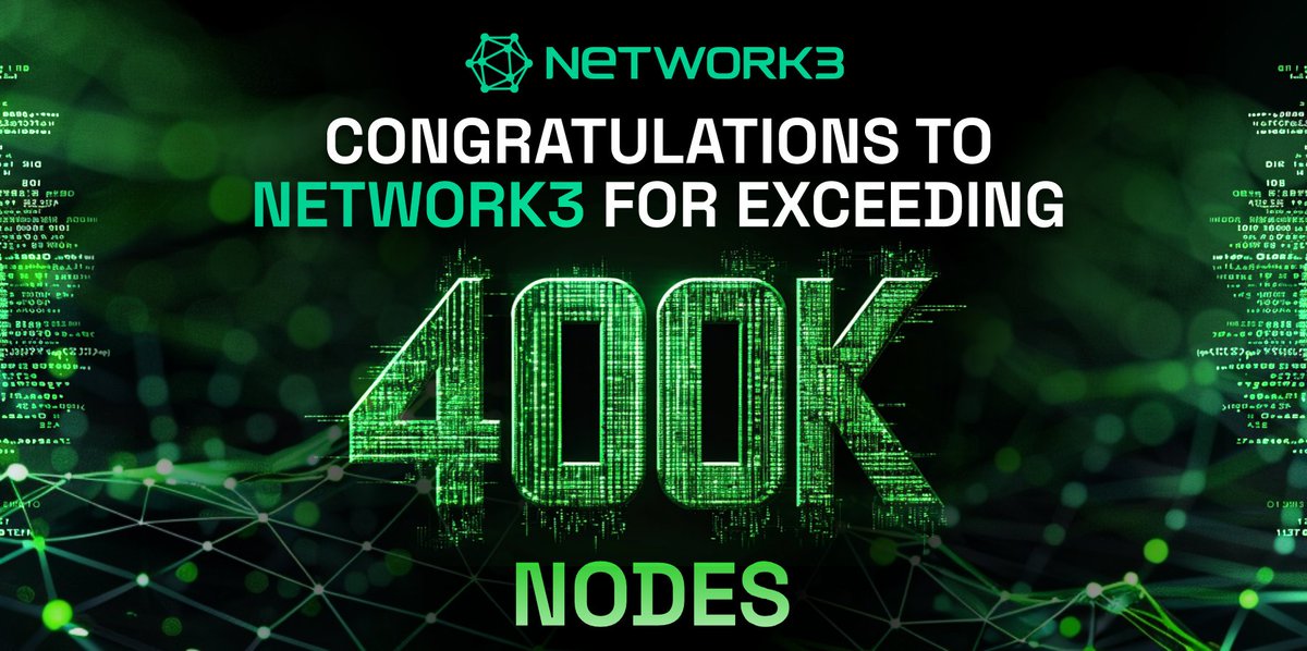 network3_ai's tweet photo. 🎉#Network3 nodes have just surpassed 400,000! 

🚀 Huge thanks to our incredible community for driving this growth and helping us reach new heights in #DePIN & #AI. 

Let's keep pushing boundaries together!

🔥3 lucky winners will get 10 $USDT each.  
👉 Follow @network3_ai
👉like & RT & Tag 3