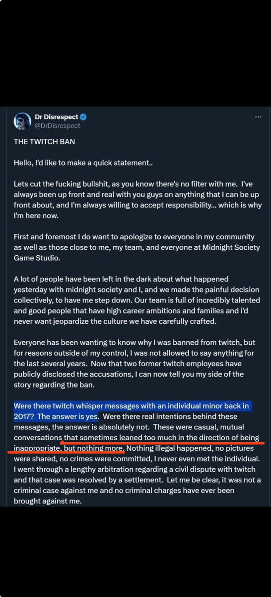 Profess8305870's tweet photo. @DrDisrespect You will never get rid of me, be a man and tell the truth https://t.co/y83D9152Kg