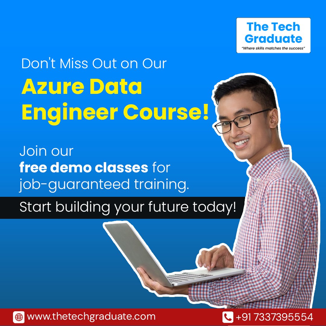 theTechGraduate's tweet photo. https://t.co/znn1XEhxiw

🌐 Ready to elevate your career in Data Engineering? 📈🎓

💻 Start your journey with us today and invest in a future filled with growth and success! 🌟

#AzureDataEngineerCourse #TheTechGraduate #CorporateTraining #Databricks #CloudTechnology https://t.co/wGx5OrorUi