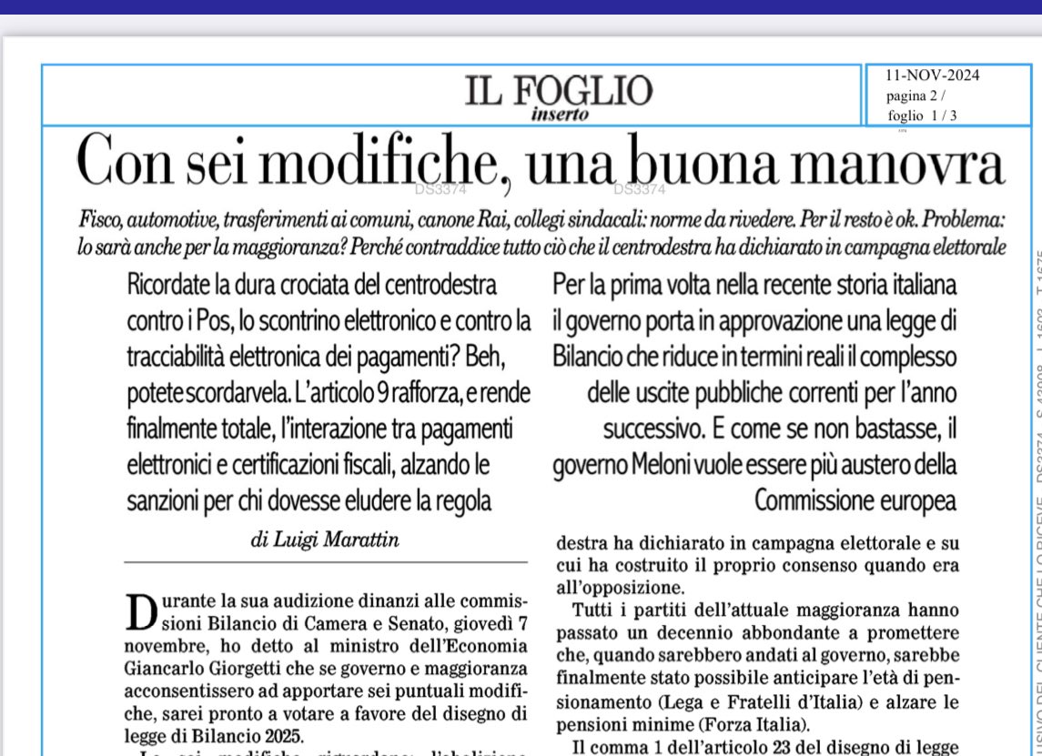 “Non chiedetevi perché qualcuno dell’opposizione potrebbe votare questa legge di bilancio (se vengono modificate sei cose cruciali). Chiedetevi, invece, come fa a volerla votare la maggioranza” (semi-cit).

Il mio articolo su Il Foglio di oggi, su una manovra che fa esattamente