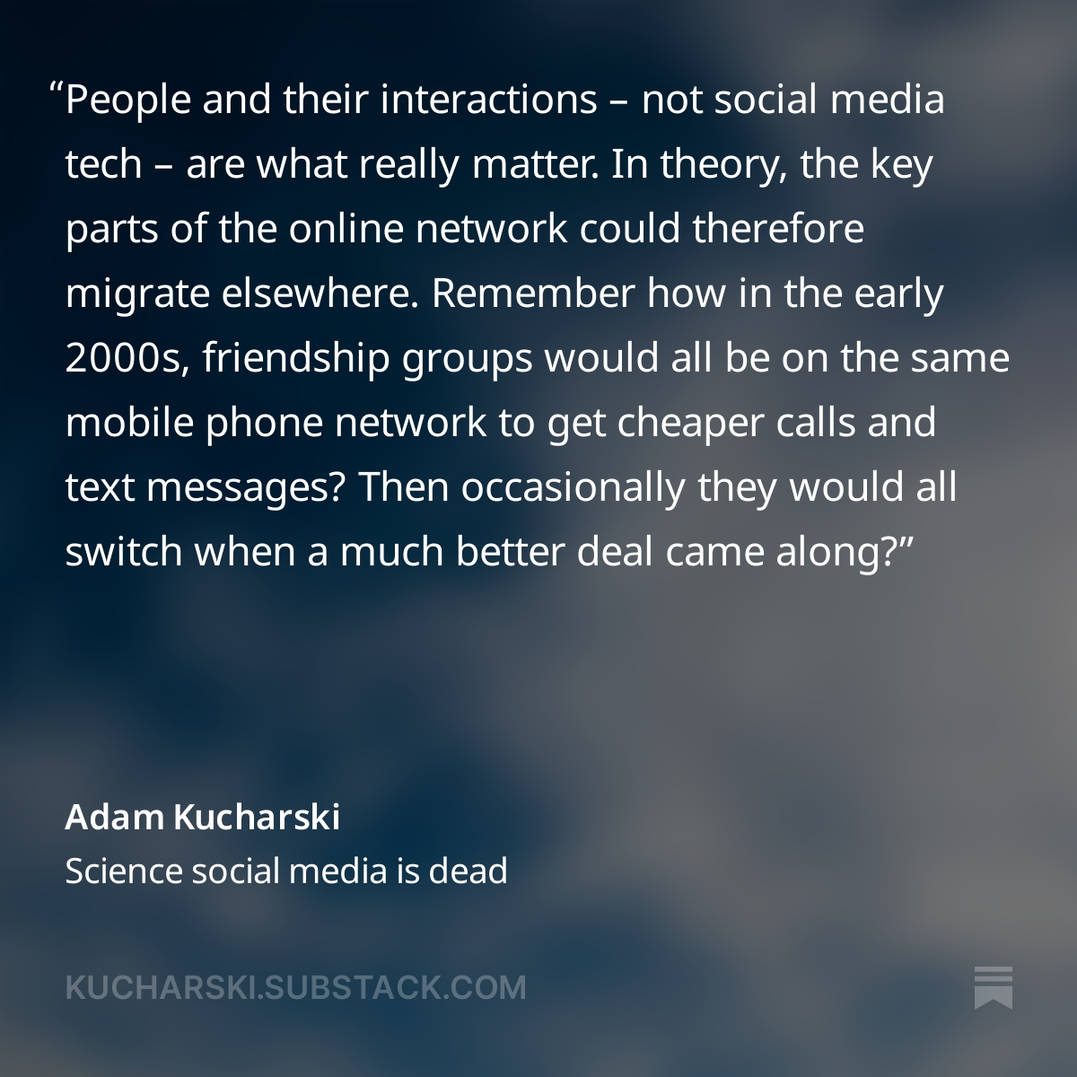 adamjkucharski's tweet image. My new post on the place to increasingly be (and not to be) if you're interested in science, data, research, health, policy...
kucharski.substack.com/p/science-soci…