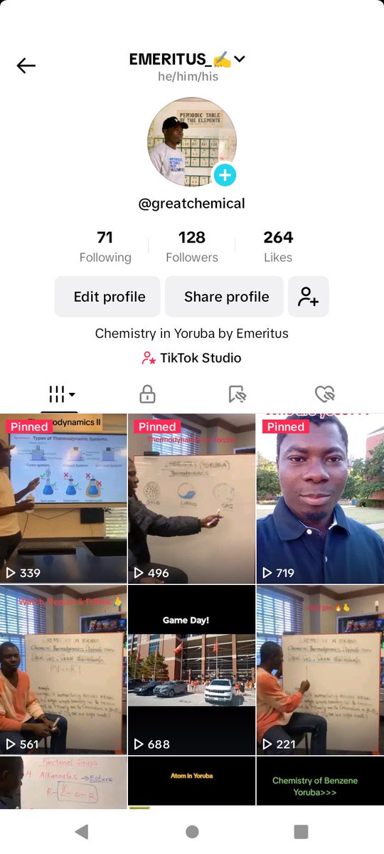 I promote the Yoruba cultural values with “Chemistry in Yoruba” that’s my job. RT to your followers so we can cross 1K subscribers and followers each respectively on both platforms attached below.👇🏼 🫶