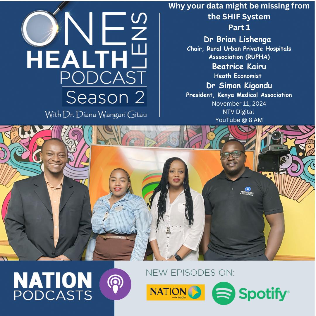 NationAfrica's tweet photo. Today on the #OneHealthLensPodcast🎙️,we hear why your data might be missing from the SHIF system with Drs. @simonkigondu, @BrianLishenga, @DrKairuBeatrice, and host @diana1wangari.
🔗 Tune in to the full episode on: https://t.co/L8F4WwHFRE
#NationAudio https://t.co/At61VKy3Kk