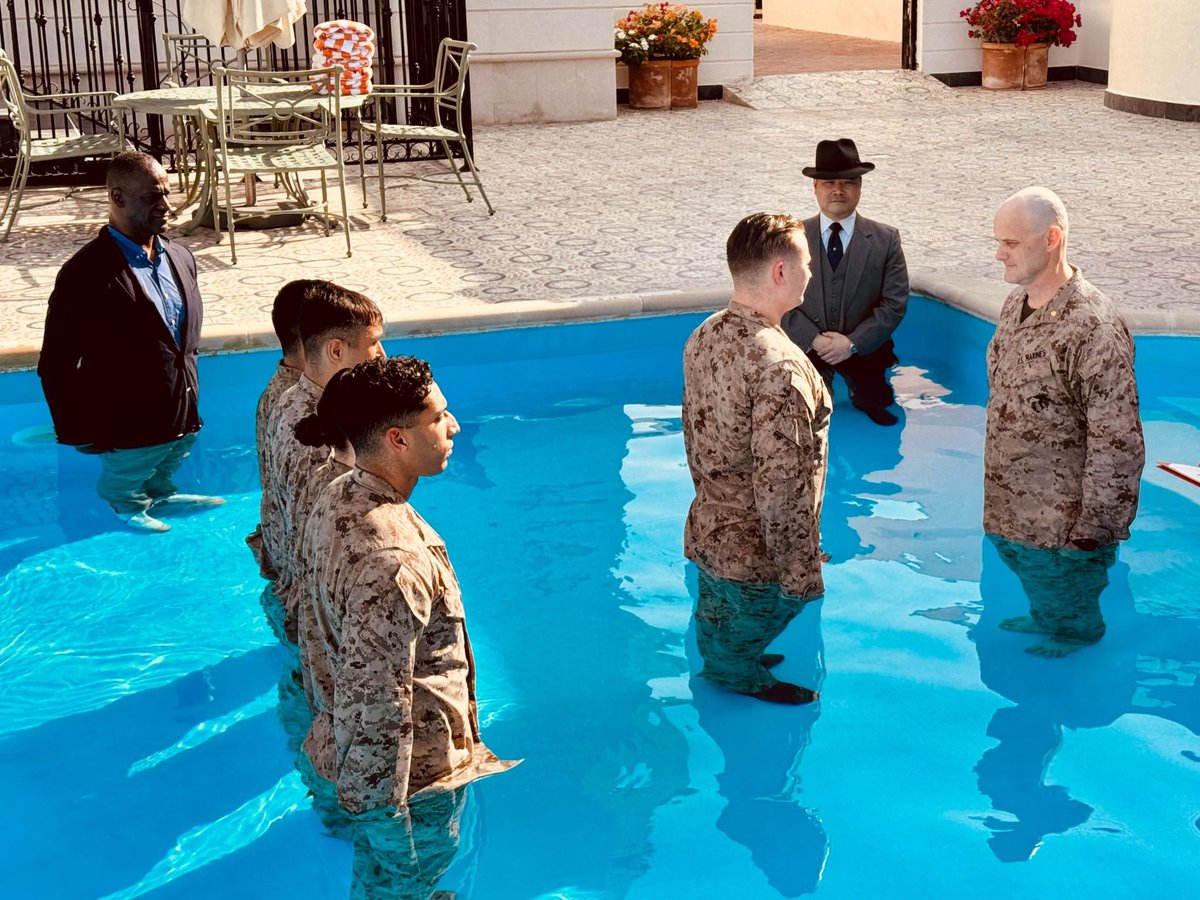 I don't know why the US ambassador to Qatar is posting on linkedin about the promotion ceremony for the Marine security guards he conducted in the embassy swimming pool but he is.