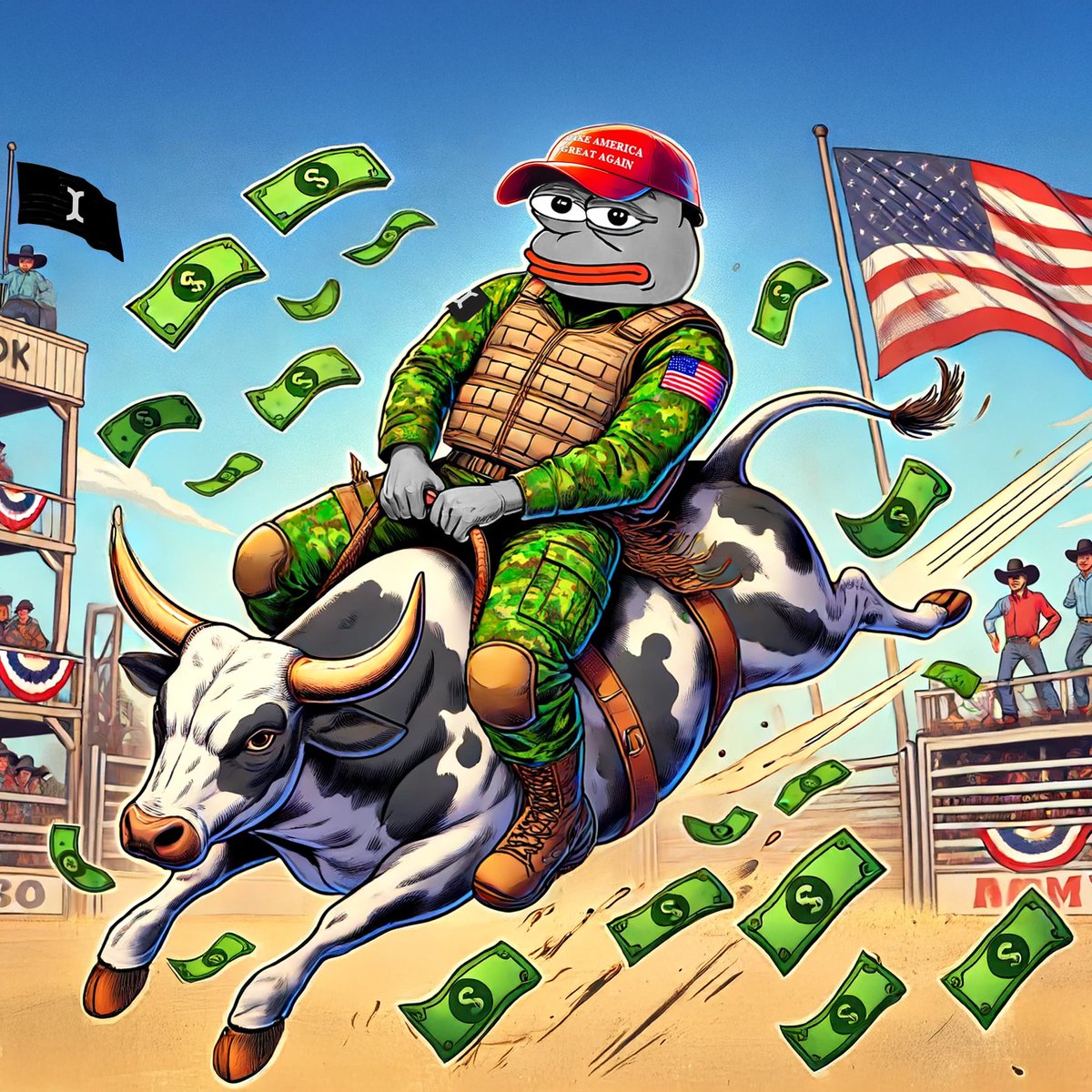 Hold on tight to the bull! We’re not falling off!🐂🤠