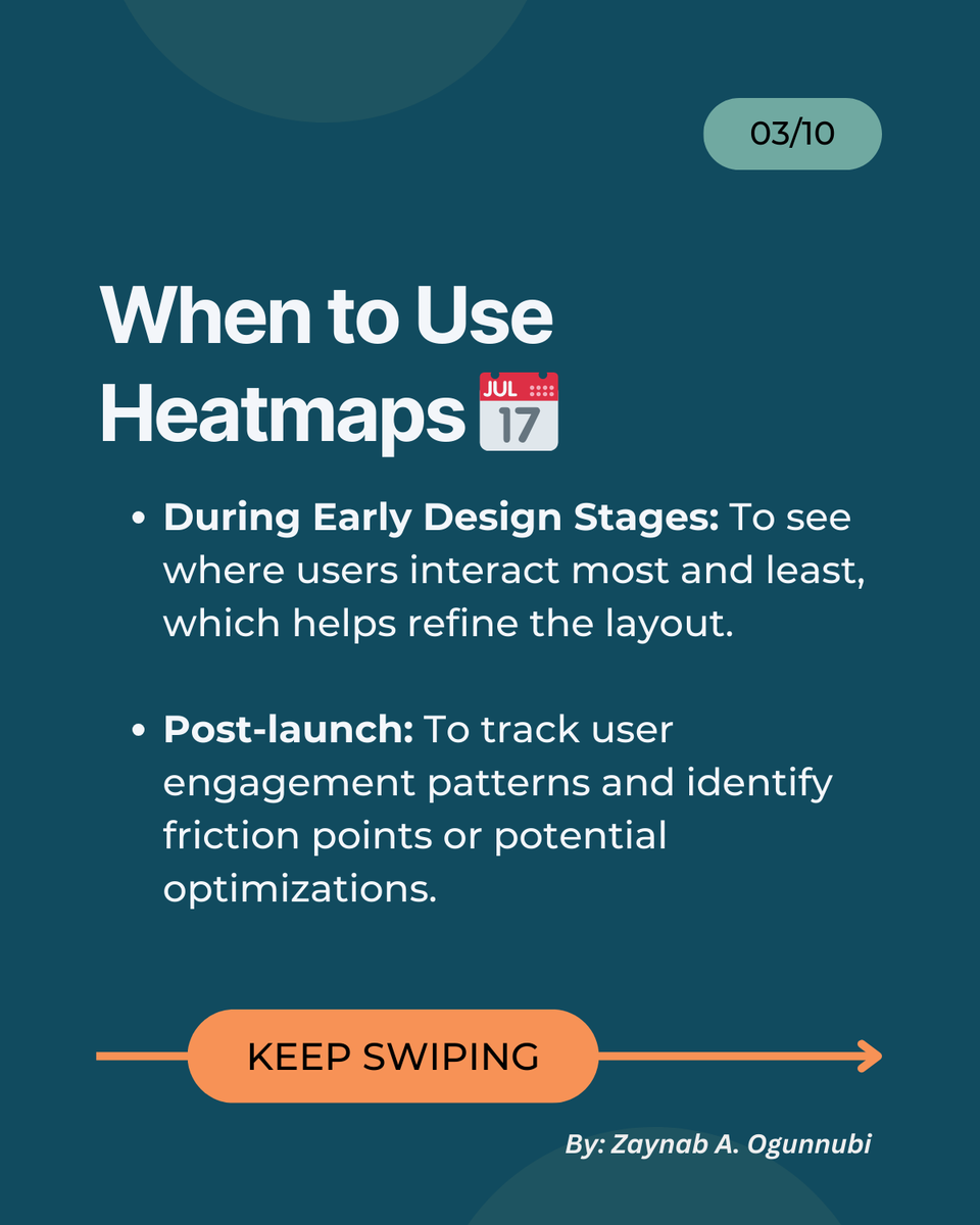 slimfit_zee's tweet photo. Wondering when to rely on heatmaps? - Perfect for tracking clicks, optimizing content layout &amp; improving conversions!

#ux #Research #uxresearch #researchmethods #Tips #Heatmaps #researchtips #uxr #UserExperience #VisualTool #usercentereddesign #uxtips #Usability #uxresearchers https://t.co/ByV9NYOL6b