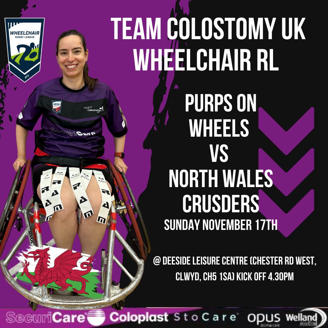 It's game week for our <a href="/WheelchairRL/">Wheelchair RL</a> team 'Purps on Wheels' 😁

Deeside Leisure Centre  in Clwyd is the venue for our last Wheelchair game of the year this Sunday, against <a href="/NWCWhRLandDSC/">NWCrusadersWheelchairRL&DisabilitySportsClub</a> 

It all starts at 4.30pm so why not head over and celebrate a great debut season with us