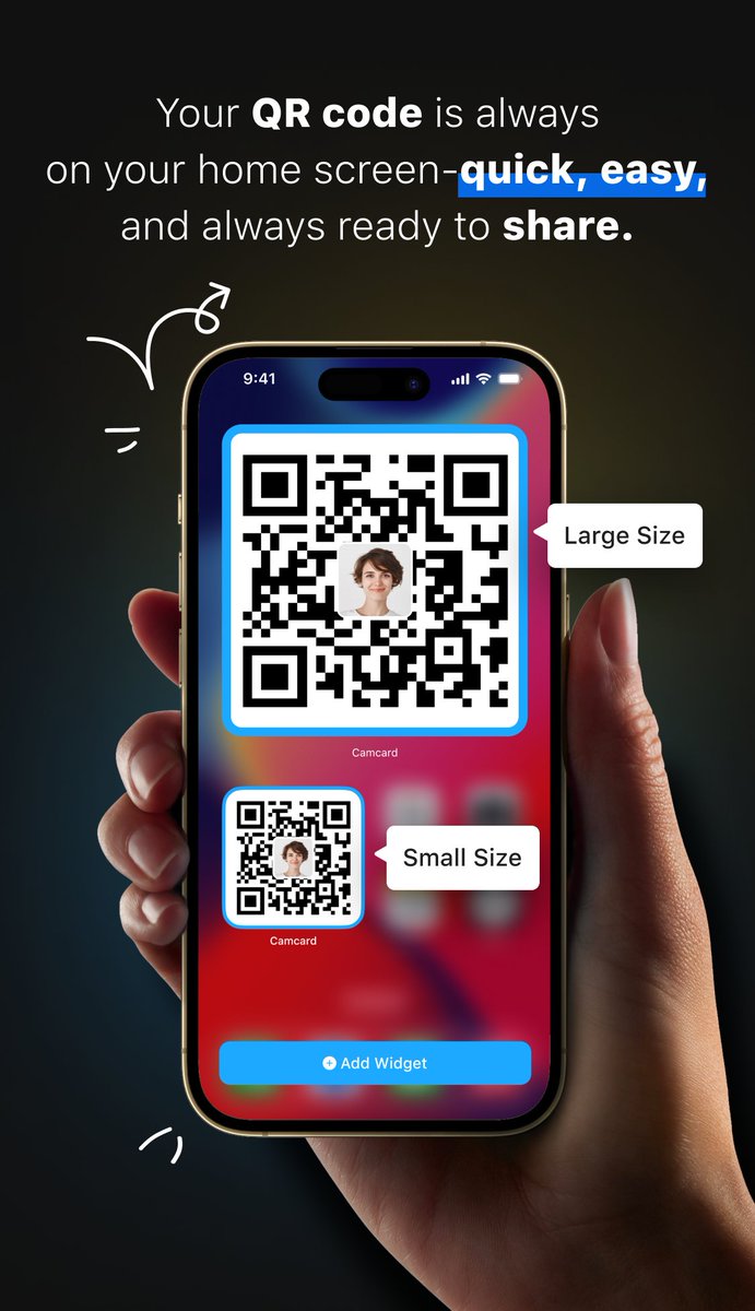 Your QR code is always on your home screen-quick, easy, and always ready to share. Try Now: cc.co/16YSLH >>