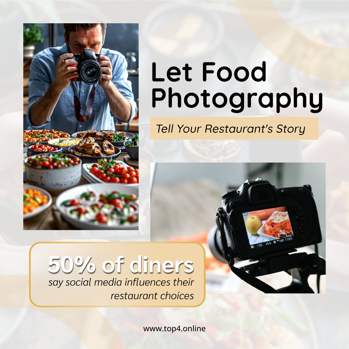 top4online's tweet photo. What story does your food photography say?   Your dishes can reflect your restaurant identity, taste, culinary expertise. So, let that story come alive with compelling visuals  

 #localseomarketing #restaurantmarketing #smallbusinessmarketing #onlinemarketing #localseo https://t.co/mG5nWA0K5p