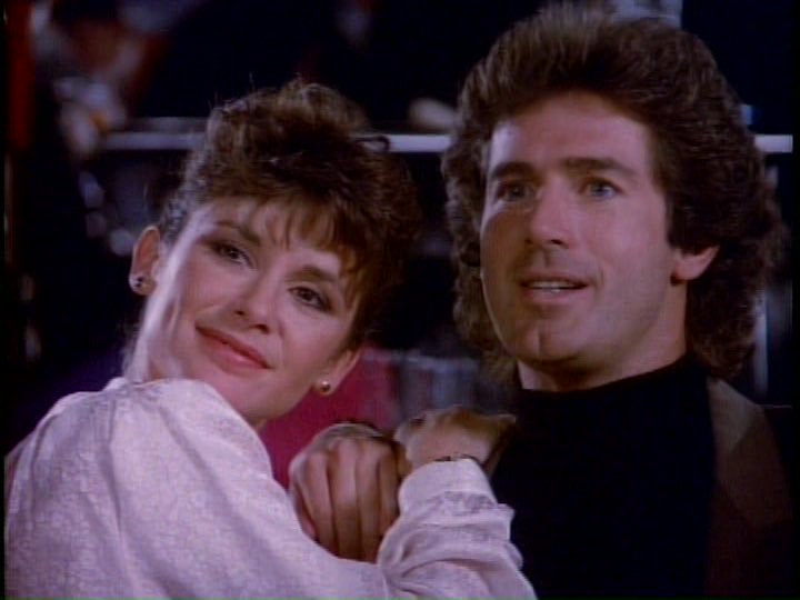 Stephanie Zimbalist as Laura Holt with Jack Scalia as Tony on Remington Steele, season 5, 1987.

#RemingtonSteele