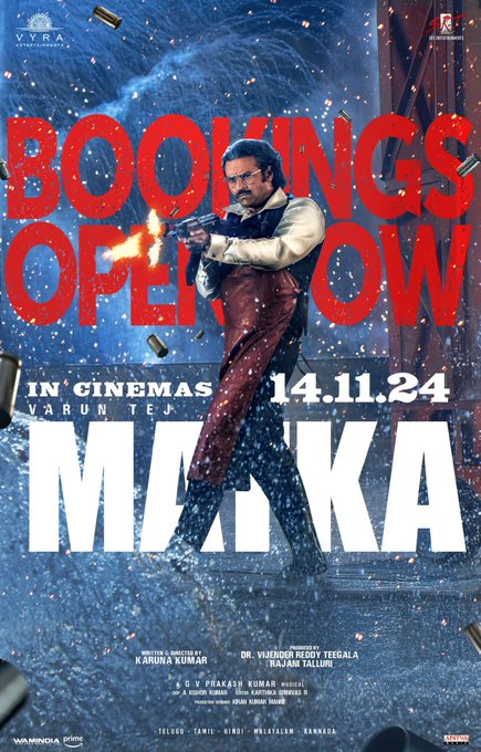 TicketNew (@ticketnew) on Twitter photo The doors have just opened for MATKA Vasu's Mass Show ❤️🔥
𝐌𝐀𝐓𝐊𝐀 𝐁𝐎𝐎𝐊𝐈𝐍𝐆𝐒 𝐎𝐏𝐄𝐍 𝐍𝐎𝐖 🔥
🎟️ ticketnew.com/movies
Experience the Vintage Action Ride of an Epic Gangster IN THEATERS FROM NOVEMBER 14th 💥
#MATKAonNOV14th
Mega Prince @IamVarunTej <a href="/KKfilmmaker/">Karuna Kumar</a> The doors have just opened for MATKA Vasu's Mass Show ❤️🔥
𝐌𝐀𝐓𝐊𝐀 𝐁𝐎𝐎𝐊𝐈𝐍𝐆𝐒 𝐎𝐏𝐄𝐍 𝐍𝐎𝐖 🔥
🎟️ ticketnew.com/movies
Experience the Vintage Action Ride of an Epic Gangster IN THEATERS FROM NOVEMBER 14th 💥
#MATKAonNOV14th
Mega Prince @IamVarunTej <a href="/KKfilmmaker/">Karuna Kumar</a>