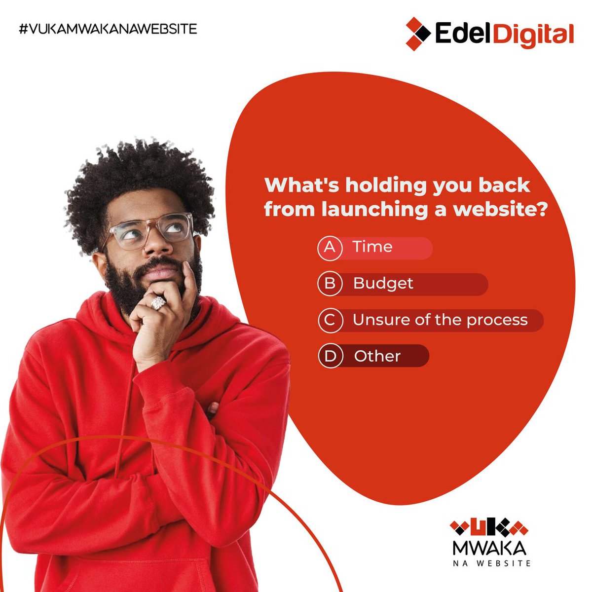 Thinking about launching a website but not sure what's stopping you?

Sometimes, taking that first step can be overwhelming. At Edel Digital, we understand the common challenges that hold people back: Time,  Budget, Unsure of the process, or maybe something else entirely!