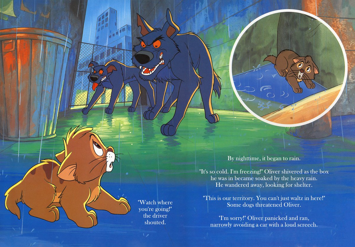 Keihound's tweet image. An obscure Japanese Oliver and Company book I found, scanned, tidied and did a quick fan translation for.🐈