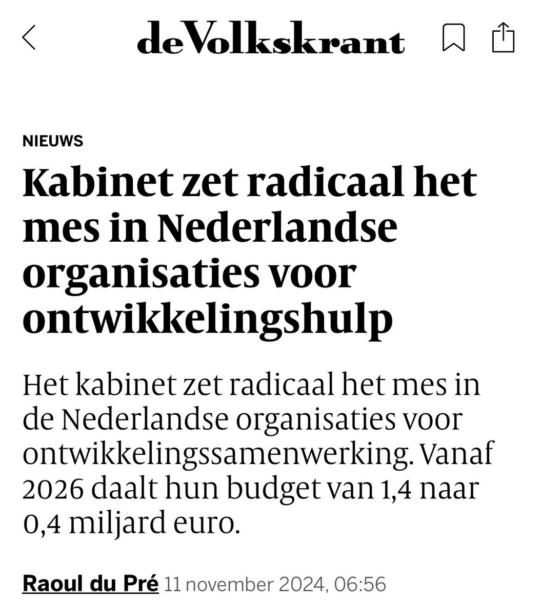 Met de miljardenbezuiniging op maatschappelijke netwerken gaat minister Klever met een sloopkogel door het beleid. De coalitie spreekt grote woorden over vrouwenrechten, goed bestuur en steun aan mensen in oorlog, maar heeft er geen cent voor over.

Pijnlijk afbraakbeleid.