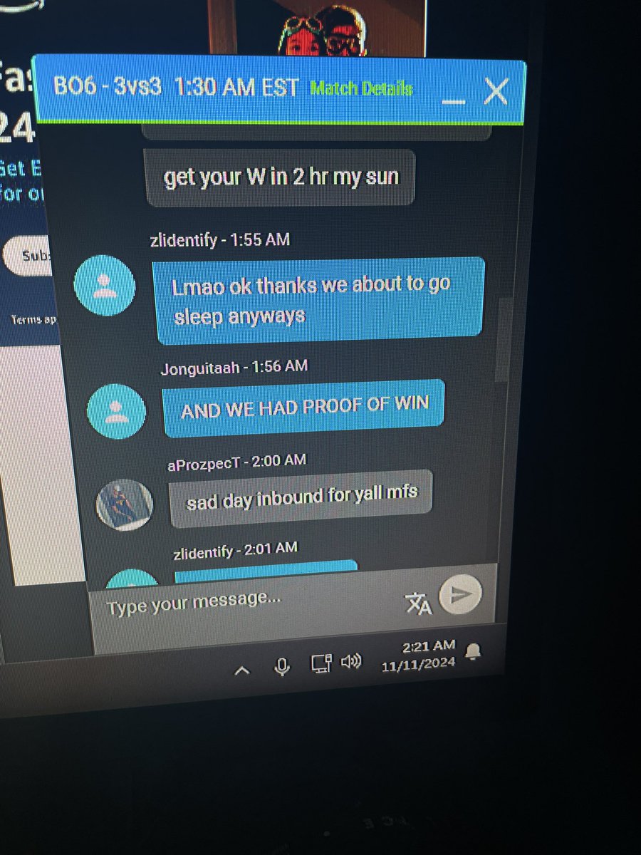 Proof of the match win