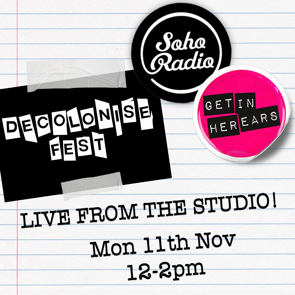 TODAY at 12pm we will be LIVE from the <a href="/sohoradio/">Soho Radio</a> studio with <a href="/decolonisefest/">Decolonise Fest</a>!

Join us for an eclectic mix of #NewMusic from women, non-binary &amp; LGBTQ+ artists &amp; for a chat with Decolonise about all the amazing work they've been doing this yr.

Listen via sohoradiolondon.com