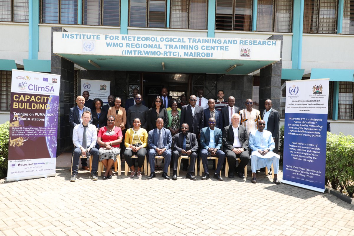 AU_DARBE's tweet photo. @AucClimsa in Nairobi trains 11 member states sub-Saharan Africa experts from National Meteorological & Hydrological Services #NMHS. These sample of experts are Meteorologist, Forecasters, Climatologists & Climate Scientists.
@MeteoKenya #imtr @EUtoAU @Environment_Ke https://t.co/vU2XGWNMUZ