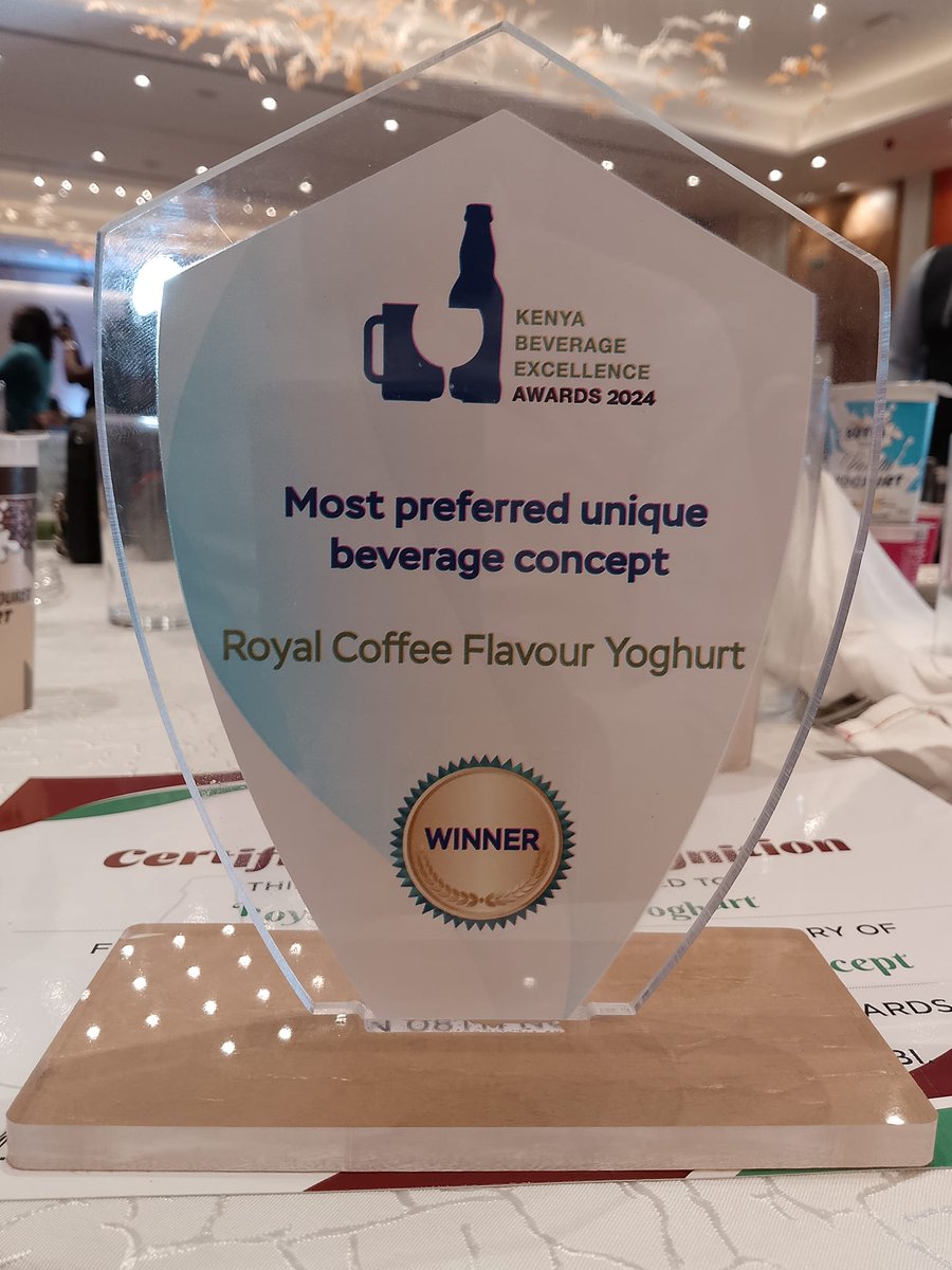 RoyalMilkBrands's tweet photo. A huge THANK YOU to all our amazing Royal Fresh fans! Because of your support and votes, our Royal Fresh Coffee Yoghurt has officially been crowned Most Unique Beverage Concept at this year's Kenya Beverage Excellence Awards!
#RoyalFresh #AwardWinning #CoffeeYoghurt #ThankYou https://t.co/LTFyJ7i2lG