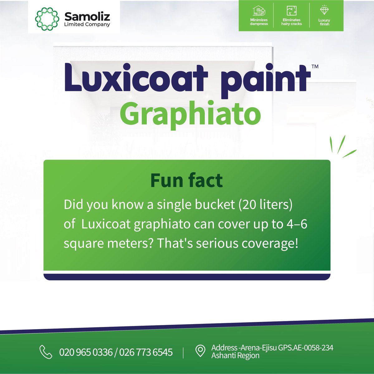 Did you know a single bucket (20 liters) of Graphiato can cover up to 4–6 square meters? That's serious coverage!