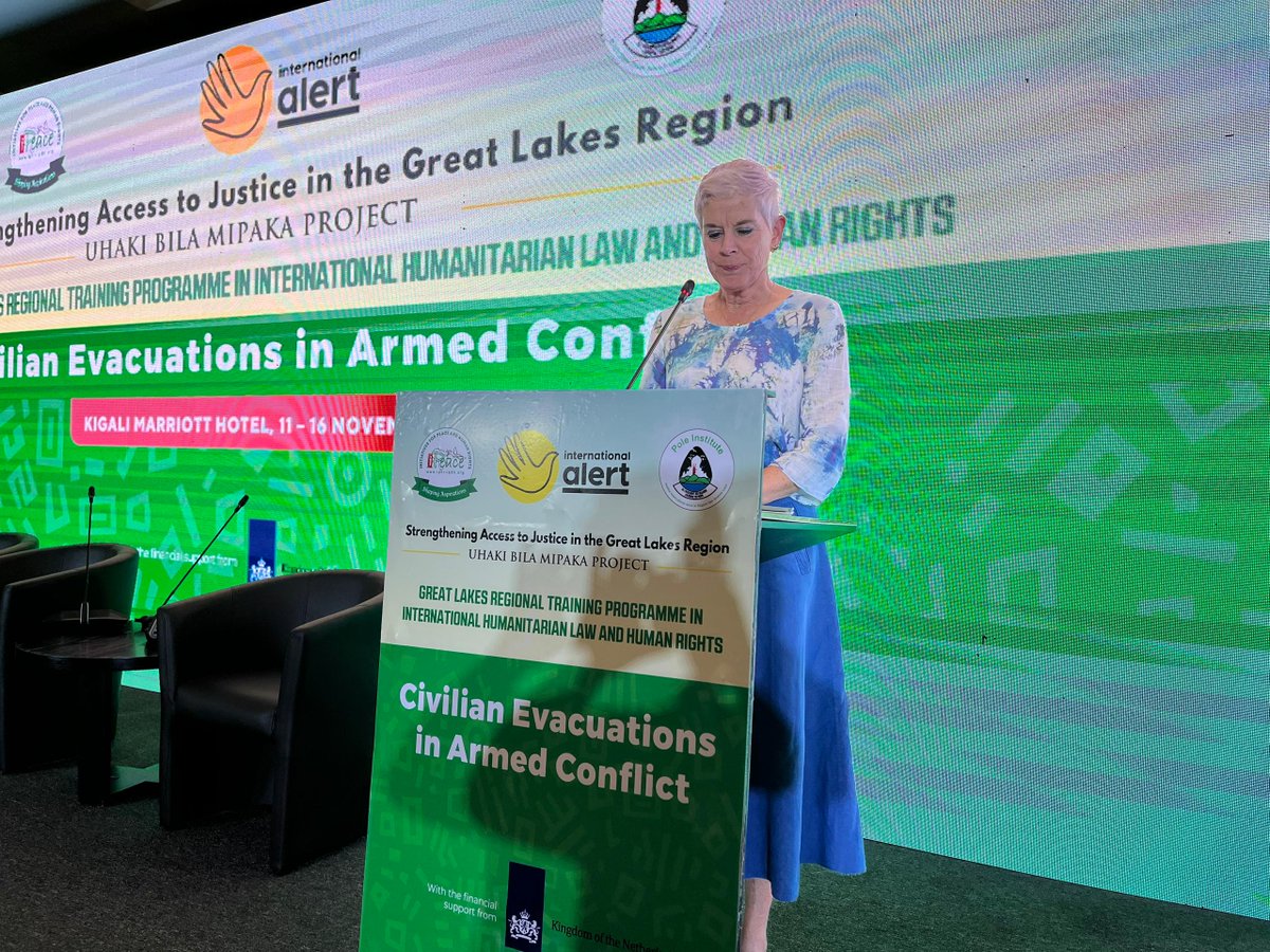 #HappeningNow
Special guest at today's launch of the Training Program, <a href="/JoanJJWiegman/">Joan JJ Wiegman</a>, Ambassador of the Netherlands in Rwanda, gives the opening speech on behalf of the donor, the Netherlands, which funds this program through "Strengthening Access to Justice in the GLR" project.
