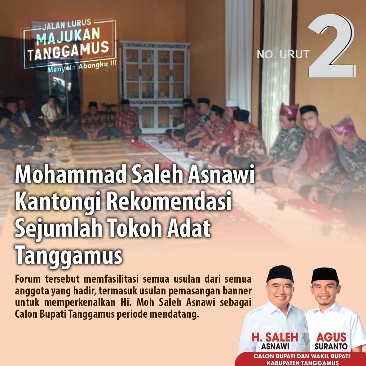oddyouuth's tweet photo. Dukungan terus bertambah untuk Paslon Bupati Tanggamus Nomor 2, H. Saleh Asnawi dan Agus Suranto.

Siap memimpin, siap mengabdi untuk #MajukanTANGGAMUS ! Jangan lupa Coblos NOMOR 2 untuk Tanggamus lebih Maju dan sejahtera ✌️✨ https://t.co/ro7SNtP63Y