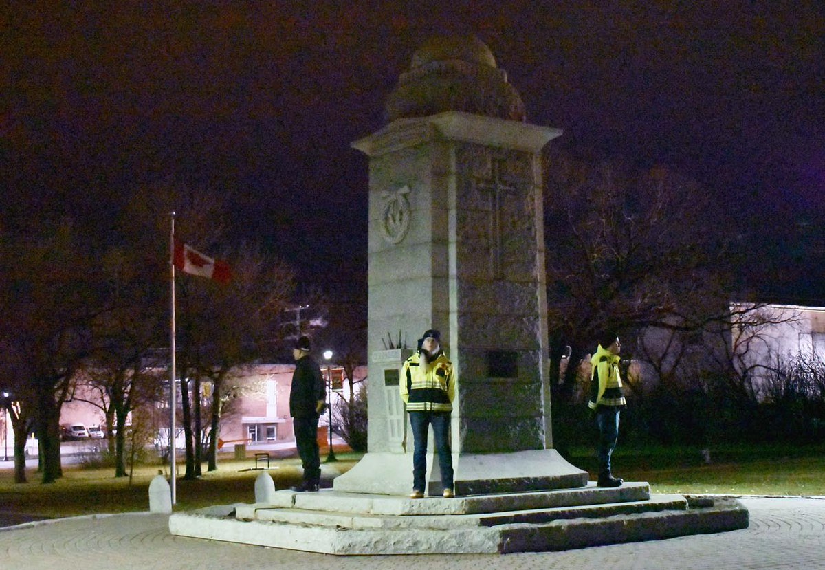 A silent vigil is taking place overnight at the Memorial Park cenotaph in Swift Current until Remembrance Day morning.  #LestWeForget  #RemembranceDay2024