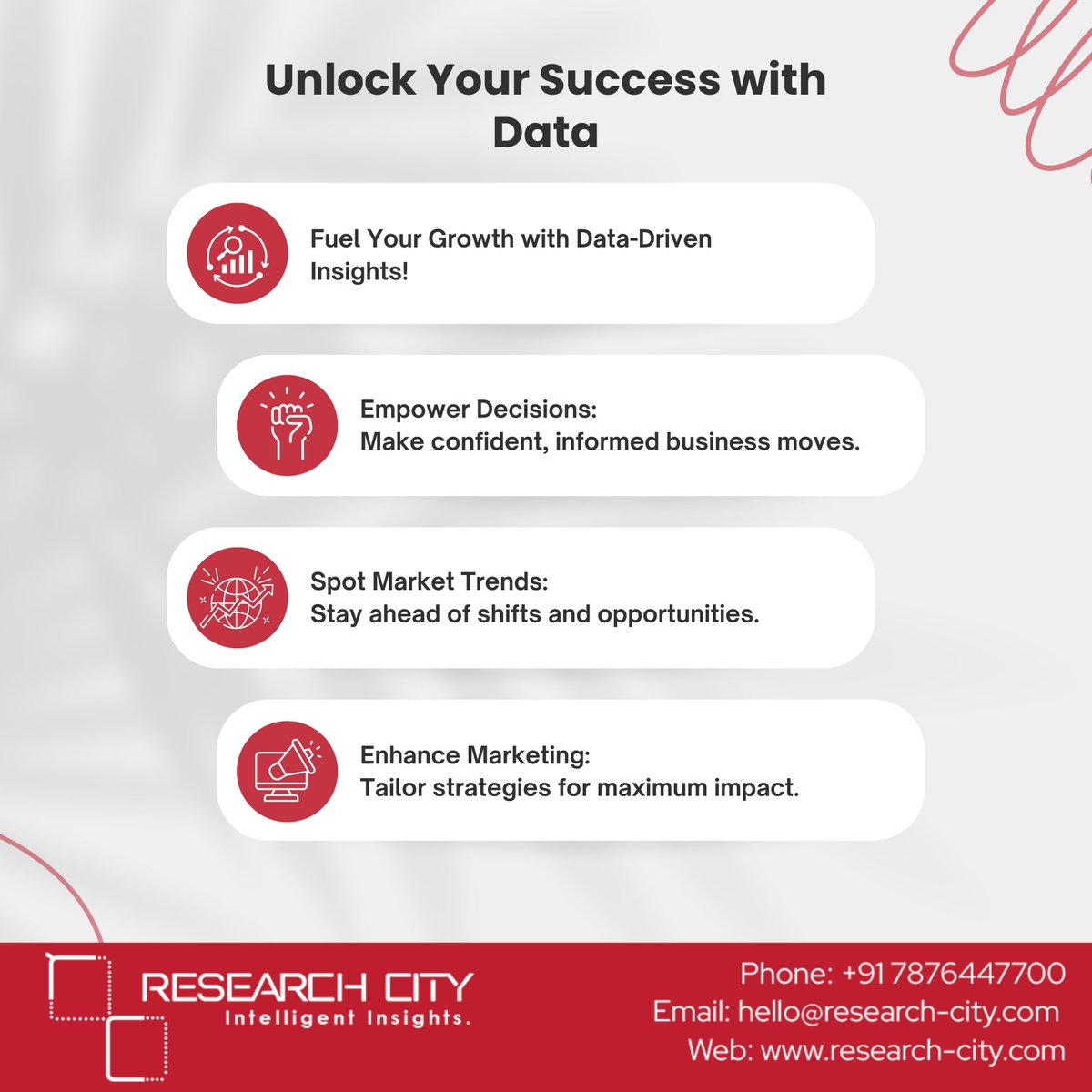 ResearchCity1's tweet photo. Harness the power of data to elevate your success! 📊 

Visit 🌐 https://t.co/eGOoKUC0It 
Call: +91-7876447700 

#FutureOfMarketing #ResearchCity #DataScience #DataDriven #BusinessInsights  #CustomerInsights #MarketAnalysis  #DataDriven #BusinessGrowth #MarketTrends https://t.co/clfCbEEdwu