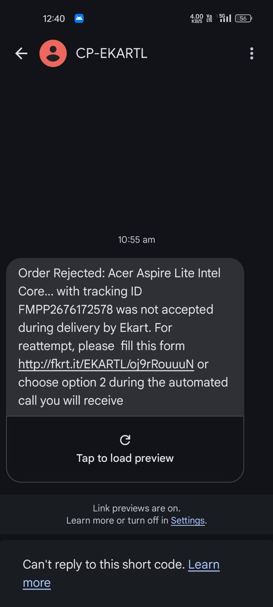 CspFaryadAlam's tweet photo. @Flipkart @flipkartsupport Look at this arbitrary action of the delivery boy, without giving me my parcel, it has been rejected by saying customer not accepted, did not contact me even once and my parcel has been rejected https://t.co/tPpkEiRJnT