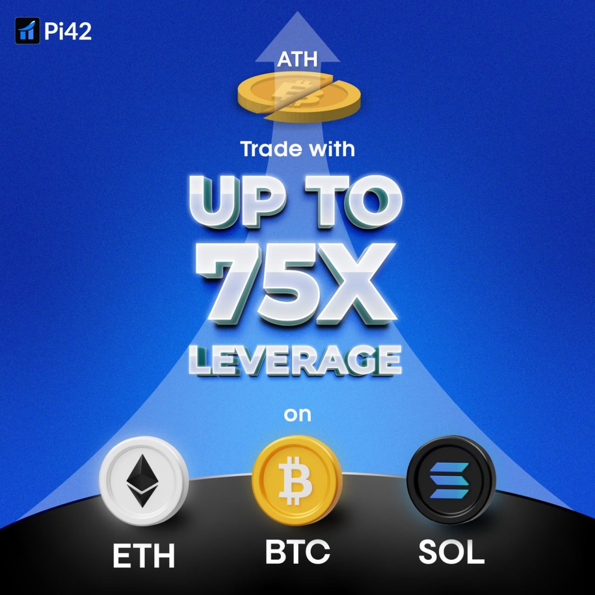 BTC Hits a New High! 🏆 Now with &gt;&gt; 75x Power! 💪💥

Bitcoin’s breaking records, and so is your leverage! Trade with 75x on BTC, ETH, SOL and aim higher than ever before! 🚀

Trade: pi42.com/futures/btcinr

#Bitcoin #ETH #Solana #cryptocurrency #Pi42