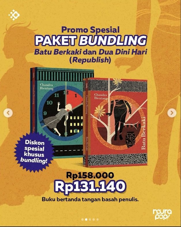 mikrokosmoszh's tweet photo. 🪄✨ BOOK GIVE AWAY 📚🔔

dikarenakan life has brought me a lot of happiness lately dan buku chandra bientang dua dini hari+batu berkaki udah available di mizan. aku mau give away BUNDLING buku chandra bientang untuk SATU pemenang‼️💥‼️

syarat &amp; ketentuan berlaku ⚠️ https://t.co/X4Q0wqMaM6