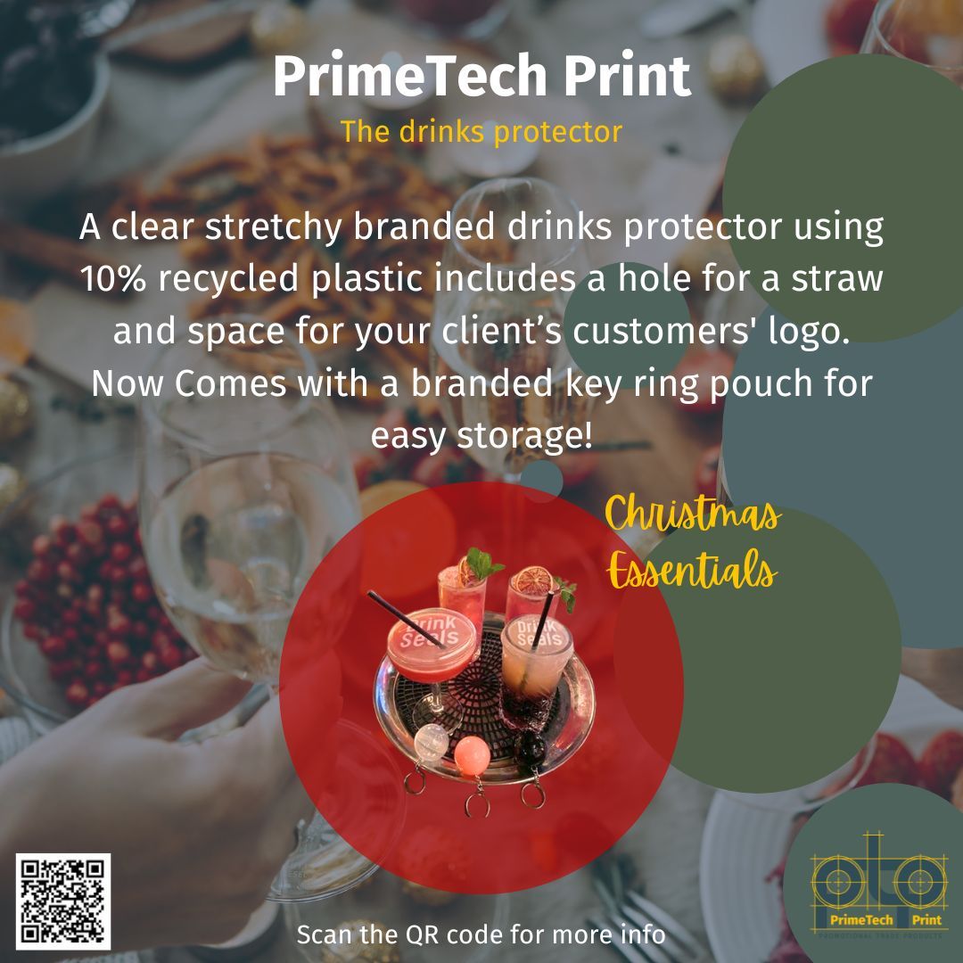 PrimeTechPrint's tweet photo. Calling all Promo Distributors! - Protect your clients customers this festive season. 🎄

Scan the QR code for more information. 😊

#Christmas #DrinksProtector #ChristmasEssentials https://t.co/4FNVnbMhgo