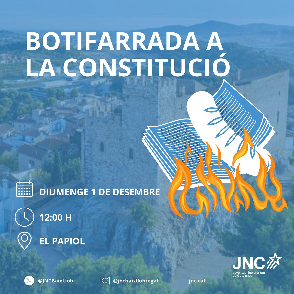 JNCBaixLlob's tweet photo. ARRIBA LA BOTIFARRADA MÉS ESPERADA DE L’ANY! 💥

Des de la JNC Baix Llobregat us volem convidar un any més a la tradicional Botifarrada a la Constitució 💪🏽 que enguany celebrarem el proper diumenge 1 de desembre a les 12.00h a El Papiol. https://t.co/8j7bbnWVdJ