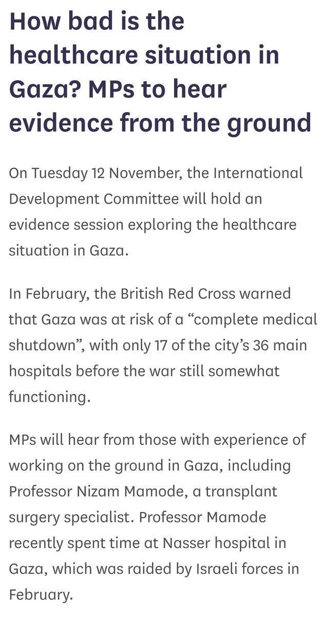 Gary Spedding (@garyspedding) on Twitter photo Almost immediately after resuming its work, the <a href="/CommonsIDC/">International Development Committee</a> has launched an oral evidence session to hear from experts and witnesses on the humanitarian situation in Gaza.
This will be tomorrow at 14:00 with more info here: committees.parliament.uk/event/22283 Almost immediately after resuming its work, the <a href="/CommonsIDC/">International Development Committee</a> has launched an oral evidence session to hear from experts and witnesses on the humanitarian situation in Gaza.
This will be tomorrow at 14:00 with more info here: committees.parliament.uk/event/22283