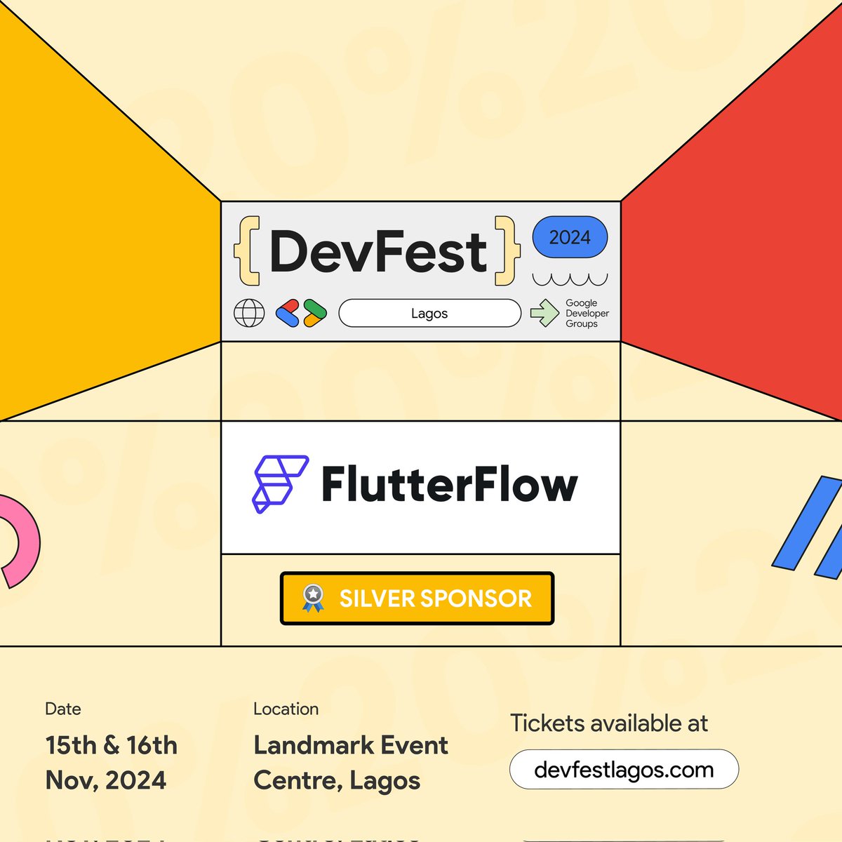 🚀 Exciting News! 🚀

We’re thrilled to announce that <a href="/flutterflow/">FlutterFlow</a> is joining us as a Silver Sponsor at DevFest Lagos 2024! FlutterFlow makes it easy to design product prototypes, helping you bring ideas to life with a powerful no-code/low-code platform.

Not only will