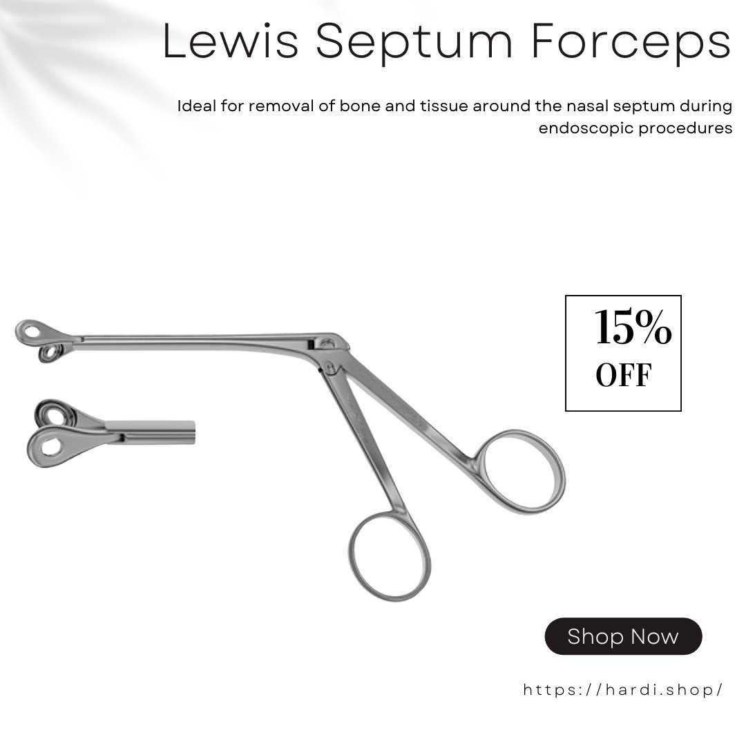 hardishop's tweet image. Get the Lewis Septum Forceps 7.5" with round grooved jaws for precise handling. Shop now at t.ly/w-Adq

#LewisSeptumForceps #SurgicalInstruments #ENTTools #NasalSurgery #MedicalDevices #Rhinoplasty #SurgicalTools #ENTSurgery  #Forceps #NasalInstruments